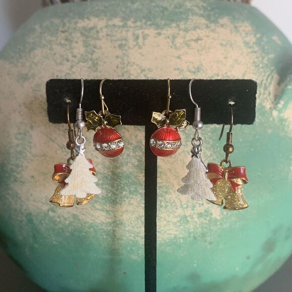 AVON Vintage All Things Christmassy - 3 PAIRS of Colorful Earrings, Marked - Picture 2 of 3